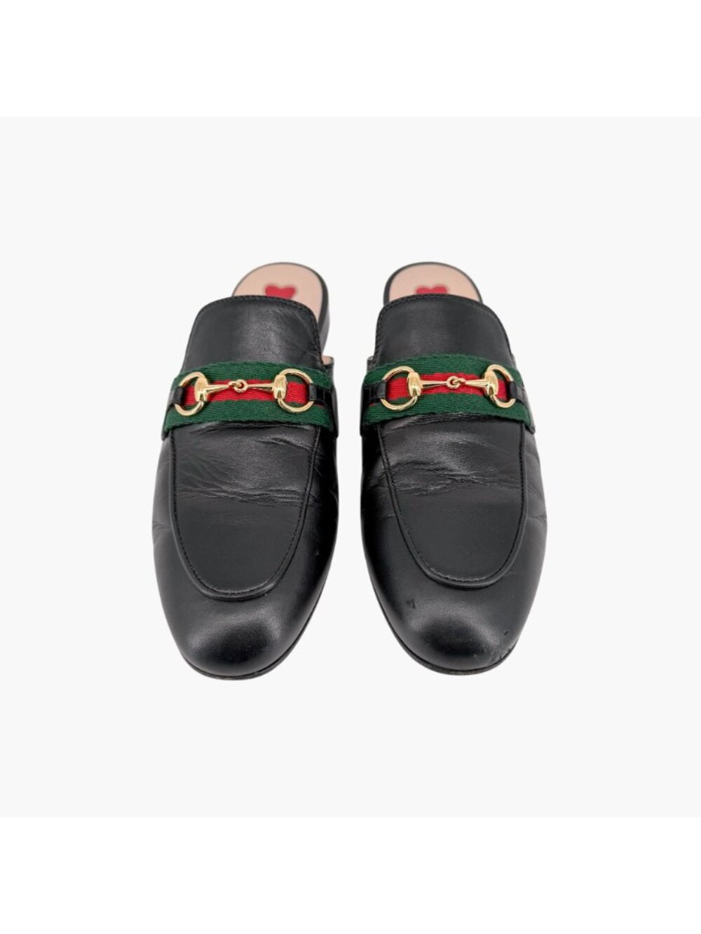 Gucci Princetown Black Leather Web Stripe Horsebit Mules Size 36.5 US 6.5 Women - Picture 3 of 15